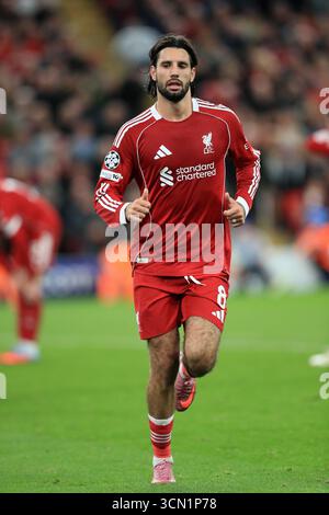 Anfield, Liverpool, Merseyside, Royaume-Uni. 17 septembre 2025. UEFA Champions League Football, Liverpool versus Atletico Madrid ; Dominik Szoboszlai de Liverpool crédit : action plus Sports/Alamy Live News Banque D'Images