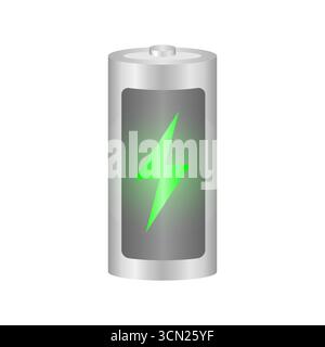 Batterie complètement chargée. Alimentation par batterie électrique rechargeable. Énergie de batterie renouvelable. Illustration vectorielle. Illustration de Vecteur