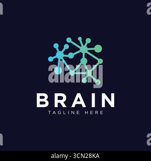 Concept de conception de logo de technologie de cerveau, modèle de logo de cerveau techno Illustration de Vecteur