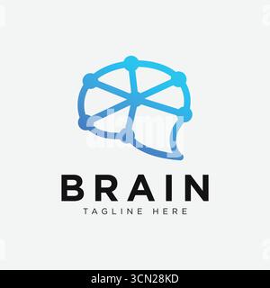Concept de conception de logo de technologie de cerveau, modèle de logo de cerveau techno Illustration de Vecteur