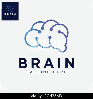 Concept de conception de logo de technologie de cerveau, modèle de logo de cerveau techno Illustration de Vecteur