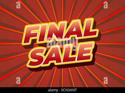 Fond rouge dynamique éclaté avec texte rouge souligné en jaune gras VENTE FINALE dans un style graphique promotionnel adapté aux bannières et affiches. Illustration de Vecteur