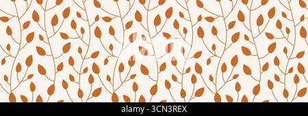 Motif sans couture de la vigne à feuille de terre cuite avec un design botanique minimaliste sur fond crème Illustration de Vecteur