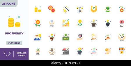 Artfully Designed 28 Flat Colorful PIXEL icônes vectorielles parfaites pour la prospérité, livrées au format 128x128 pour une excellence visuelle constante. Illustration de Vecteur