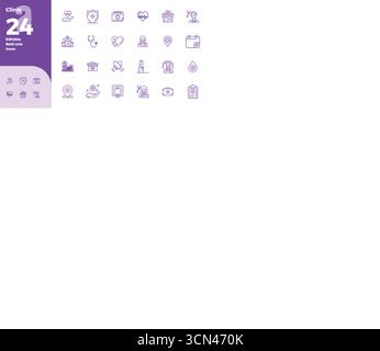 Boîte à outils complète de 24 icônes vectorielles sur le thème de Clinic, développé en Bold Line avec 128x128 PIXELS précision parfaite pour une applic de conception polyvalente Illustration de Vecteur