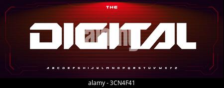 Futuriste Cyber Bold Angular font Alphabet, Heavy Geometric Modern Typography for future Robotic Cyberspace Headline logo, Digital Techno Forum Illustration de Vecteur