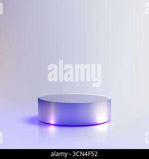 piédestal argenté élégant avec lueur violette sur un fond dégradé doux design minimaliste de podium créant une vitrine futuriste pour prod haut de gamme Illustration de Vecteur