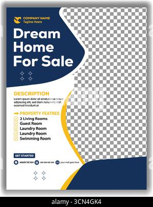 Modèle de dépliant de marketing immobilier professionnel vente de propriété affiche mise en page illustration vectorielle conception Illustration de Vecteur