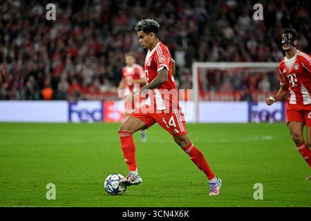 Muenchen, Deutschland. 17 septembre 2025. Fussball ; Spieltag 01, Journée 01, UEFA Champions League ; saison 2025/2026; saison 2025/2026, Bayern Muenchen gegen FC Chelsea AM 17.09.2025 à Muenchen. UBz : 14 Luis Diaz, Bayern Muenchen. Crédit : dpa/Alamy Live News Banque D'Images