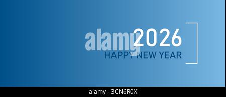 Une bannière avec les mots bonne année et les chiffres 2026 sur fond bleu. Illustration de Vecteur