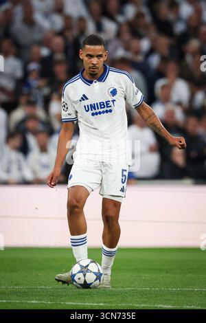 Kopenhagen, Danemark. 18 septembre 2025. Football : Ligue des Champions, FC Copenhague - Bayer Leverkusen, Tour préliminaire, Journée 1, Parken Stadion, Gabriel Pereira (FC Copenhague) en action. Crédit : Christian Charisius/dpa/Alamy Live News Banque D'Images