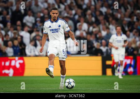 Kopenhagen, Danemark. 18 septembre 2025. Football : Ligue des Champions, FC Copenhague - Bayer Leverkusen, Tour préliminaire, Journée 1, Parken Stadion, Gabriel Pereira (FC Copenhague) en action. Crédit : Christian Charisius/dpa/Alamy Live News Banque D'Images