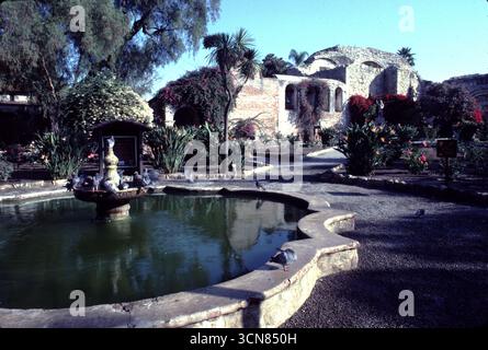 San Juan Capistrano, CA., États-Unis mai 1981. La Grande église en pierre de la mission, composée de pierres naturelles et de briques rouges cuites, a commencé en 1797 et s’est achevée en 1806. Le 8 décembre 1812, un grave tremblement de terre a effondré le toit de l’Église tuant plus de 40 paroissiens. La Grande église de pierre n'a pas été reconstruite et reste telle que vous la voyez aujourd'hui Banque D'Images