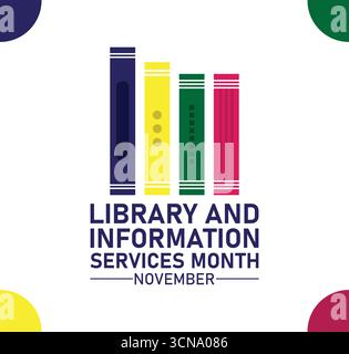 Mois des bibliothèques et des services d'information novembre. bannière pour publication sur les médias sociaux. Illustration vectorielle Illustration de Vecteur