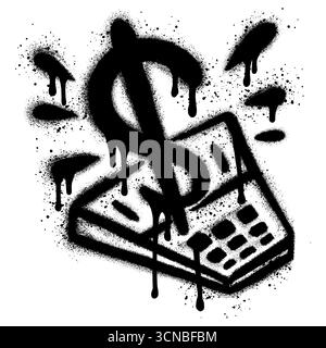 Concept de comptage de dollars de style graffiti. Illustration d'une machine de comptage d'argent avec une icône de signe dollar. Illustration de Vecteur