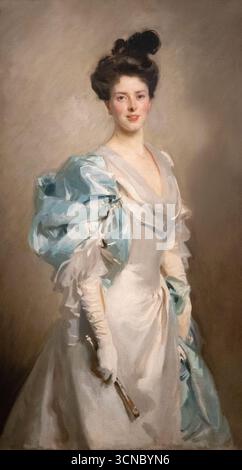 John Singer Sargent 'Mary Crowninshield Endicott Chamberlain (Mrs Joseph Chamberlain)' 1902 ; John Singer Sargent Paintings ; née Mary Endicott à Salem Massachusetts ; épouse le politicien britannique Joseph Chamberlain, et épouse par la suite le révérend William Hartley Carnegie, plus tard sous-doyen de l'abbaye de Westminster. portrait du xxe siècle d'une femme et héritière américaine. Banque D'Images