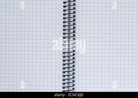 toile de fond abstraite : gros plan de deux pages carrées vierges de bloc-notes avec reliure à spirale Banque D'Images