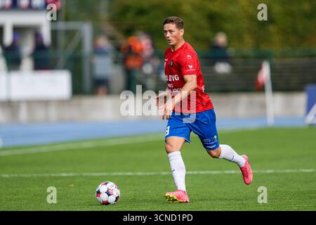 Hvidovre, Danemark. 20 septembre 2025. Fredrik Krogstad (8 ans) de Hvidovre vu lors du match de Betinia Liga entre Hvidovre IF et Hilleroed au Pro ventilation Arena de Hvidovre. Crédit : Gonzales photo/Alamy Live News Banque D'Images