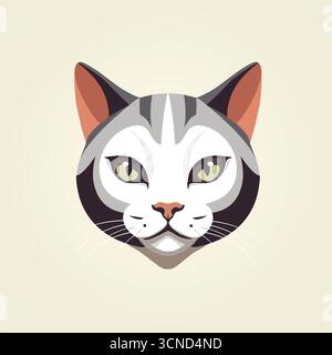 illustration de visage de chat, art vectoriel de visage de chat mignon Illustration de Vecteur