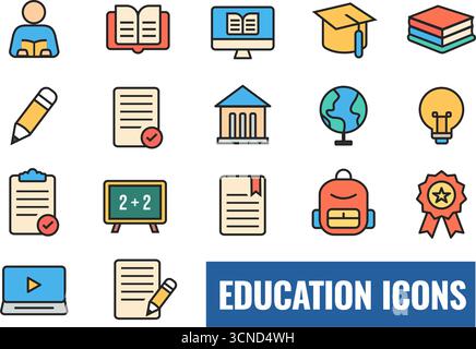 Collection d'icônes modernes pour l'éducation Illustration de Vecteur