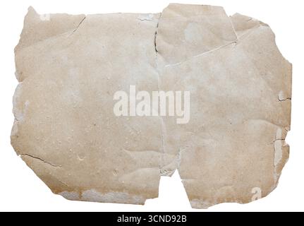 feuille déchirée de papier ancien isolé sur fond blanc Banque D'Images