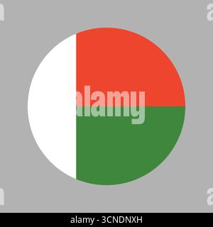 Icône de cercle de drapeau de Madagascar. Fanion rond de la République de Madagascar. Drapeau national de Madagascar badge. Illustration de Vecteur