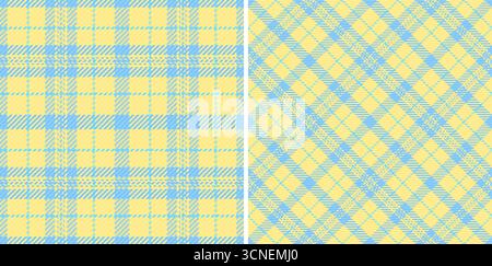 Deux motifs tartan sans couture en jaune pastel et bleu clair. Idéal pour les arrière-plans, les textiles ou les projets de conception graphique nécessitant un t rétro ou classique Illustration de Vecteur