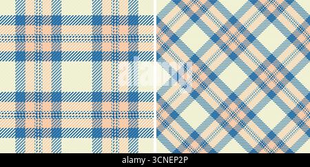 Deux motifs écossais sans couture dans des couleurs pastel. L'une est une grille classique, l'autre est pivotée. Parfait pour les textiles, les arrière-plans ou les projets d'art numérique. Illustration de Vecteur