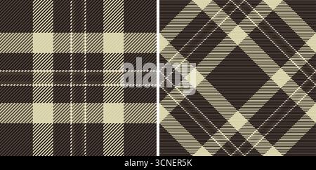Motif de contrôle vectoriel de textile à carreaux tartan avec un fond sans couture de texture de tissu. Ensemble de couleurs de nuit pour des motifs Vichy élégants pour les vêtements Illustration de Vecteur