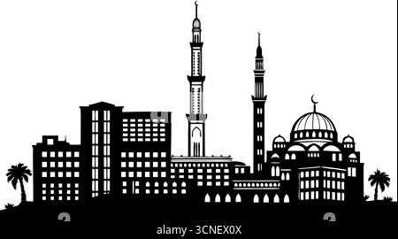 Conception de silhouette urbaine en noir et blanc haute résolution pour les projets graphiques Illustration de Vecteur