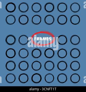 mettez en évidence l'ensemble de formes ovales de craie ou de craie. Crayon ou marqueur dessiné à la main des cercles d'ellipse rugueux éléments de conception dans le style grunge pour souligner t Illustration de Vecteur
