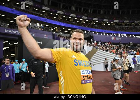 Tokyo, Japon. 21 septembre 2025. TOKYO, JAPON 20250921Sveriges Daniel Ståhl i diskusfinalen under friidrotts-VM på Japan National Stadium i Tokyo, Japon. *** Bilden ingår i SPORTPAKET. för övriga BETALBILD*** Foto : Christine Olsson/TT/Kod 10430 crédit : TT News Agency/Alamy Live News Banque D'Images