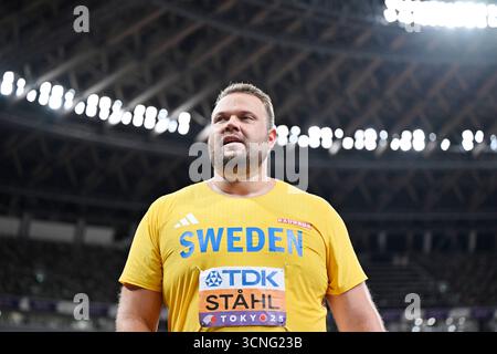 Tokyo, Japon. 21 septembre 2025. TOKYO, JAPON 20250921Sveriges Daniel Ståhl i diskusfinalen under friidrotts-VM på Japan National Stadium i Tokyo, Japon. *** Bilden ingår i SPORTPAKET. för övriga BETALBILD*** Foto : Christine Olsson/TT/Kod 10430 crédit : TT News Agency/Alamy Live News Banque D'Images
