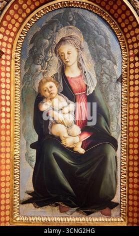 Madone et enfant dans la gloire avec Seraphim, 1470, Tempera sur bois, Alessandro Filipepi, Detto BOTTICELLI (Firenze, 1445-1510), Galerie des Offices, Galeria d Banque D'Images