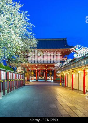 Porte Hozomon, alias Niomon, la porte intérieure de Sensoji à Asakusa, Tokyo, Japon. Traduction : Temple Sensoji et district de Kobuna Banque D'Images