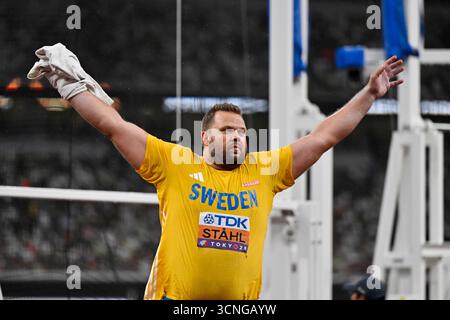 Tokyo, Japon. 21 septembre 2025. TOKYO, JAPON 20250921Sveriges Daniel Ståhl i diskusfinalen under friidrotts-VM på Japan National Stadium i Tokyo, Japon. Foto : Christine Olsson/TT/KOD 10430 *** Bilden ingår i SPORTPAKET. för övriga BETALBILD*** crédit : TT News Agency/Alamy Live News Banque D'Images