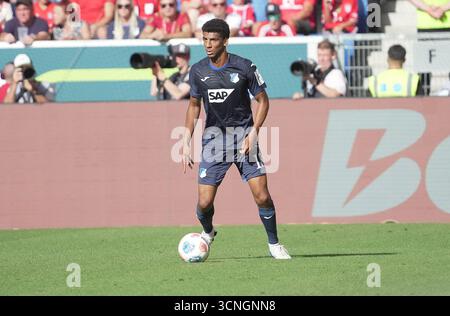 Sinsheim, Deutschland. 20 septembre 2025. 20/09/2025, PreZero Arena, Sinsheim, GER, 1.FBL, TSG Hoffenheim vs FC Bayern Munich, in the Picture Bernardo (Hoffenheim) la réglementation DFL interdit toute utilisation de photographies comme séquences d'images et/ou quasi-vidéo. Crédit : dpa/Alamy Live News Banque D'Images