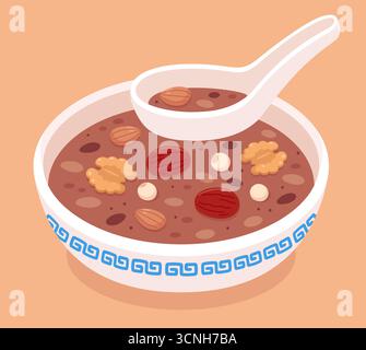 LABA congee, bouillie chinoise traditionnelle pour le festival LABA. Illustration clip art vectorielle de dessin animé. Illustration de Vecteur