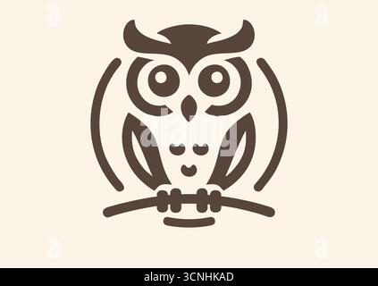 Hibou à longues oreilles du Nord ou, de manière plus informelle, comme hibou à cornes moindres ou chouette chat. Conception pour logo, affiche, carte, pictogramme, emblème, t-shirt. Isolé Illustration de Vecteur