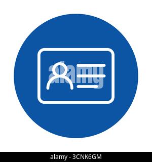 Icône minimaliste en forme de cercle bleu avec une carte d'identification personnelle avec une image de profil d'utilisateur, idéale pour illustrer des concepts liés à l'identité Illustration de Vecteur