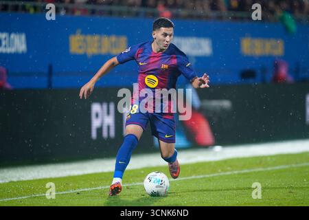 Barcelone, Espagne. 21 septembre 2025. Roony Bardghji du FC Barcelone lors du match la Liga EA Sports entre FC Barcelone - Getafe CF a joué au Johan Cruyff Stadium le 21 septembre 2025 à Barcelone. (Photo de Sergio Ruiz/Imago) crédit : Presinphoto SPORT AGENCY/Alamy Live News Banque D'Images
