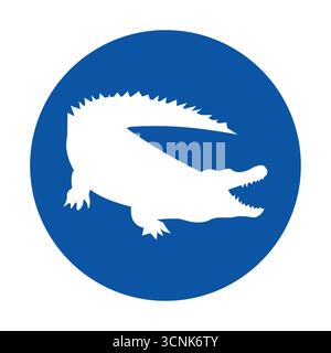 Cette image présente un logo bleu moderne avec un crocodile blanc stylisé. Le design met l'accent sur la simplicité et la créativité, idéal pour le branding. Illustration de Vecteur
