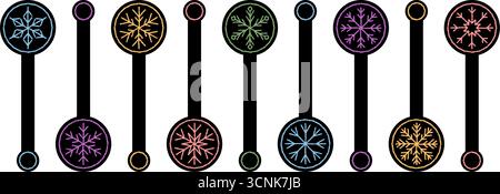 Jeu d'étiquettes autocollantes craie et flocons de neige Illustration de Vecteur