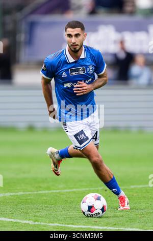 Lyngby, Danemark. 21 septembre 2025. Luka Racic (4) de Lyngby BK vu lors du match de Betinia Liga entre Lyngby BK et HB Koege au Lyngby Stadion à Lyngby. Crédit : Gonzales photo/Alamy Live News Banque D'Images