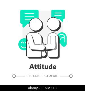 Icône de concept de contour plat d'attitude Illustration de Vecteur
