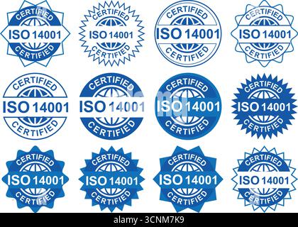 Badge certifié ISO 14001 pour la gestion environnementale et l'assurance qualité Illustration de Vecteur