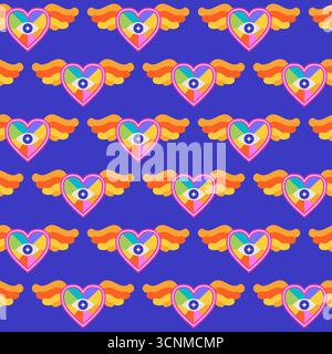 Motif sans couture cœur ailé mystique Illustration de Vecteur
