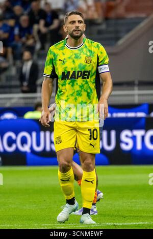 Milan, Italie. 21 septembre 2025. domenico berardi sassuolo pendant la série A match FC Internazionale vs Sassuolo série A - Milan 21 septembre 2025 crédit : Christian Santi/Alamy Live News crédit : Christian Santi/Alamy Live News Banque D'Images