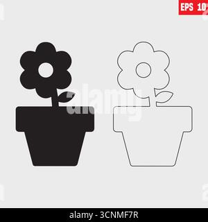 vecteur de glyphe d'icône de pot de plante. icône de la nature isolé sur fond blanc Illustration de Vecteur