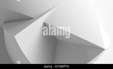 Une scène nette et monochrome avec des plans géométriques blancs nets et des ombres douces. Cette composition abstraite transmet le design moderne, la structure et la dép Banque D'Images